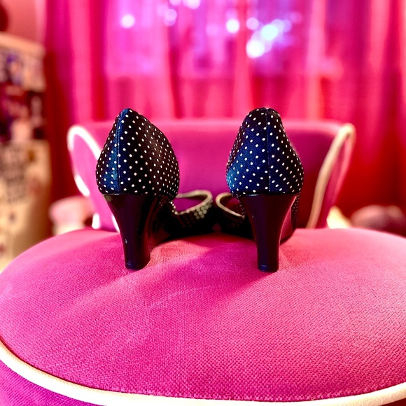 1950s Retro Pinup Style Classic Peep-Toe Polka Dot Slip-On Wedges Women’s 7.5 - Picture 5 of 6
